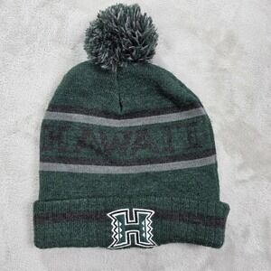 Hawaii Rainbow Warriors Hat Beanie‎ Mens Green NCAA Football Knit Cuffed Pom